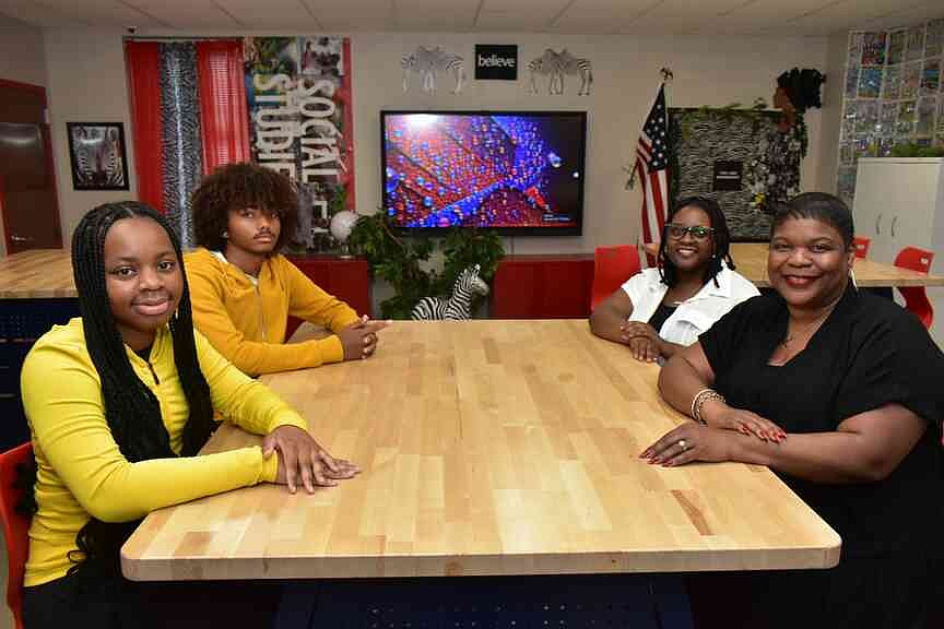 Students and teachers at Pine Bluff Junior High School