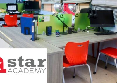 A computer desk at one of Star Academy's "school within a school" at Jefferson County Middle School